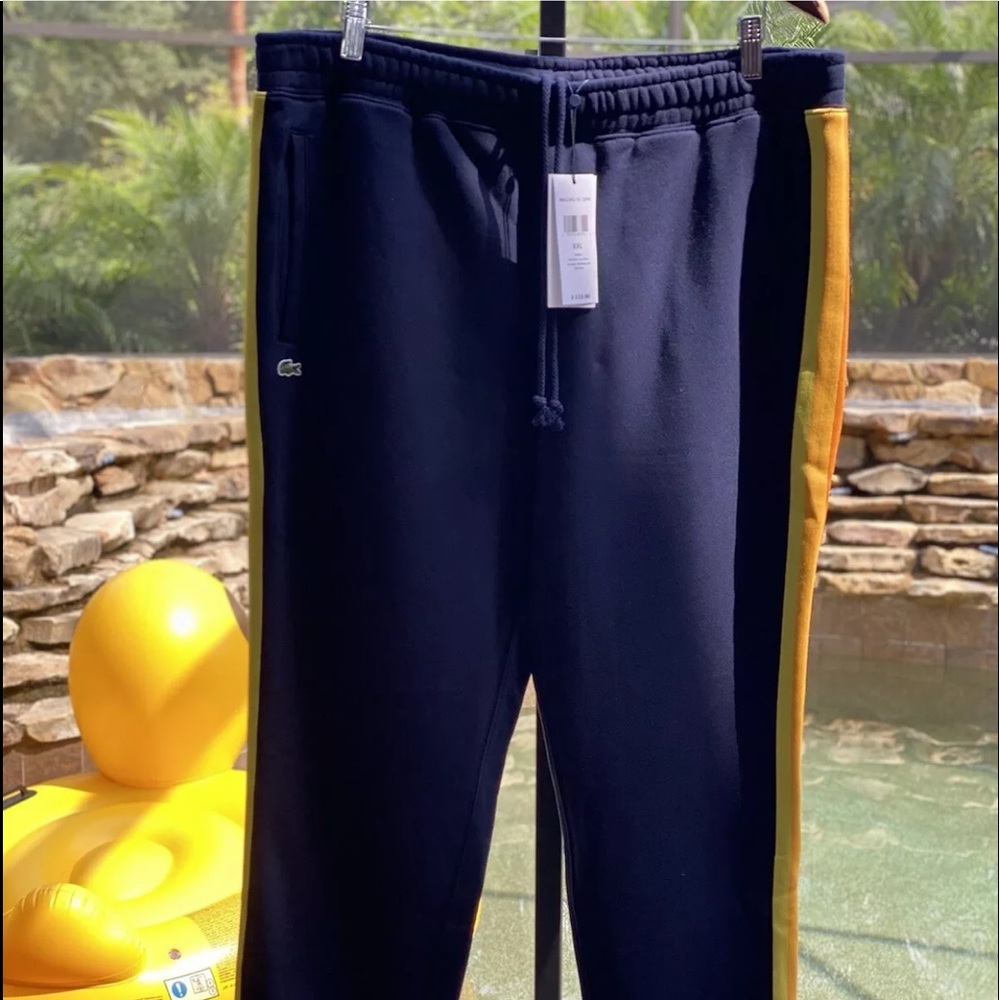 LACOSTE LIVE NEON SIDE STRIPE COTTON SWEATPANTS
